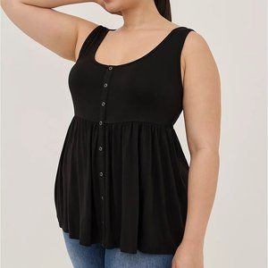 Torrid Button Front Super Soft Babydoll in Black